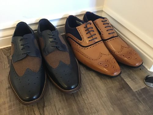 Customer photo review of Amen Navy Leather Heritage Brogues Ltd addition 100 made these will go fast
