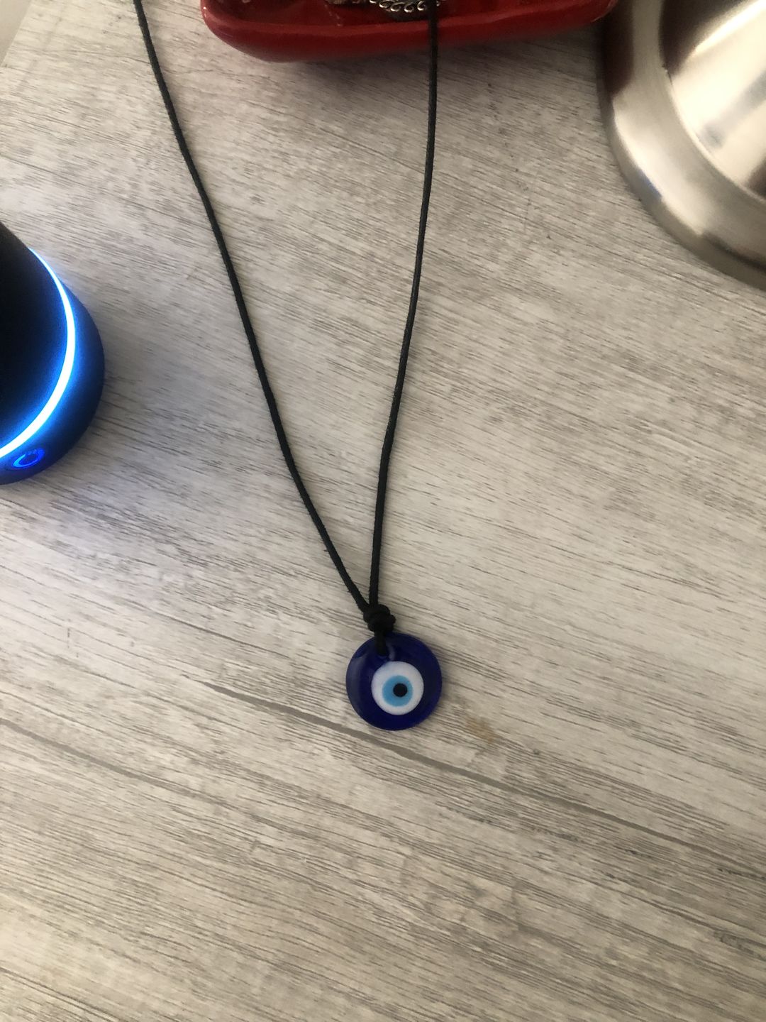 Customer photo review of Glass Evil Eye Good Luck and Protection Necklace