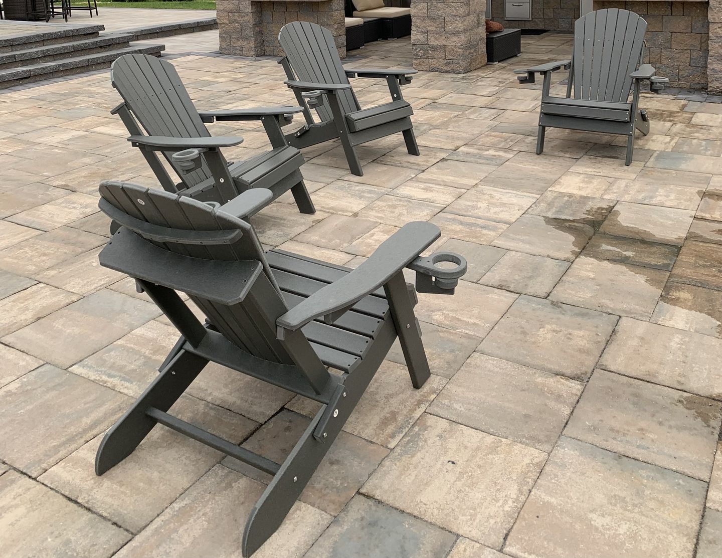 Customer photo review of Set of 4 - DuraWeather Poly® King Size Folding Adirondack Chair with Collapsible Cup Holders