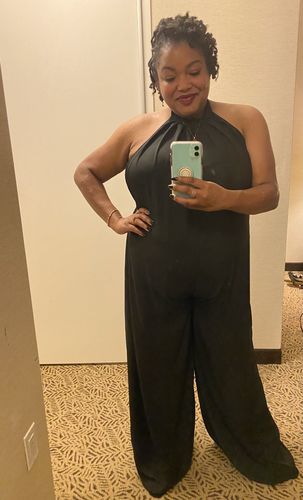 Customer photo review of Rebdolls "Making A Scene" Oversized Jumpsuit- Black