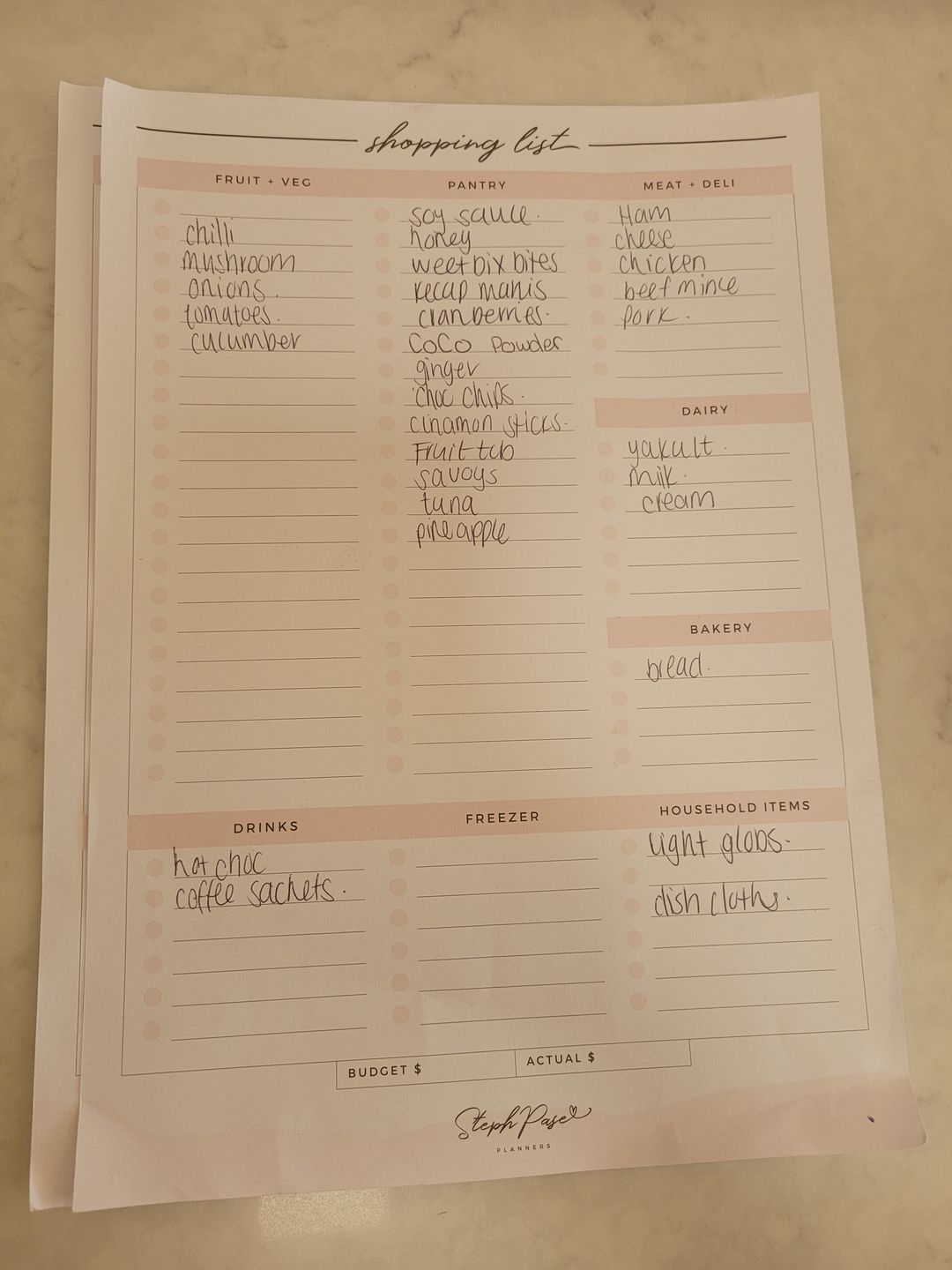 Customer photo review of NEW Shopping List