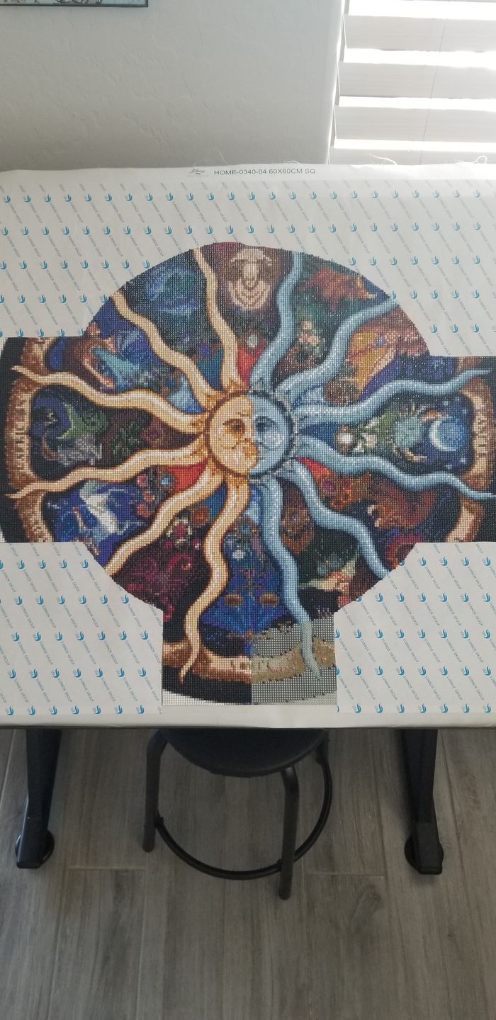Customer photo review of Sun and Moon - Diamond Painting Kit
