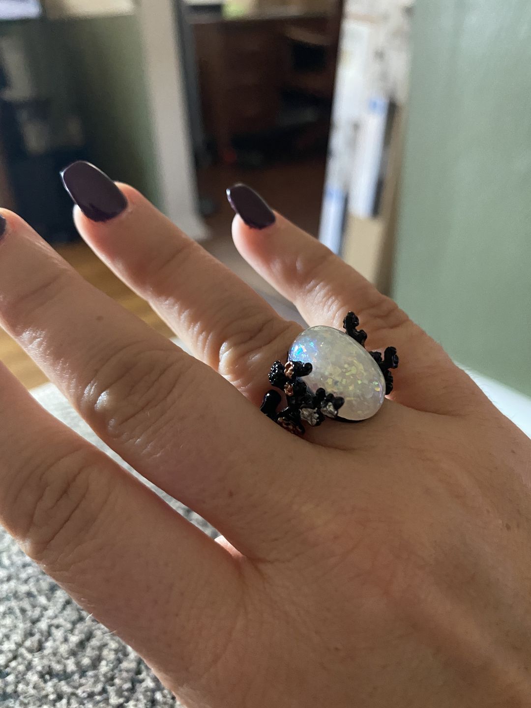Customer photo review of Midnight Blossom Opal Crystal Ring
