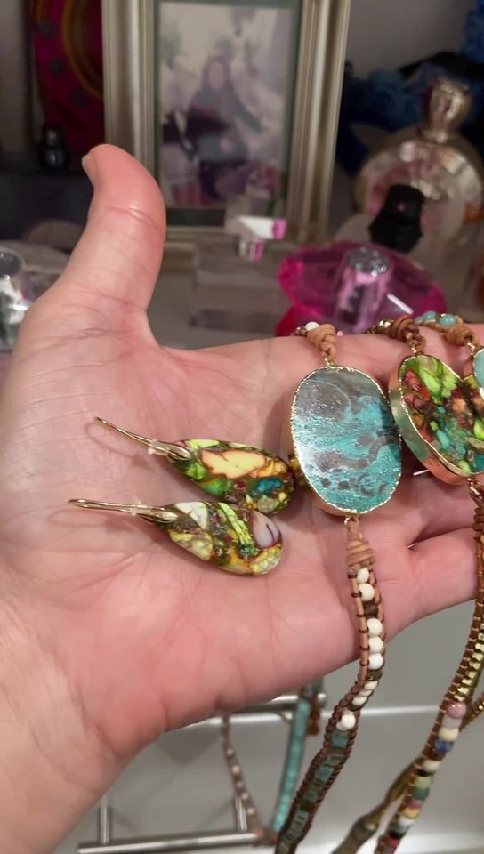 Customer photo review of Intense Jasper Teardrop Earrings