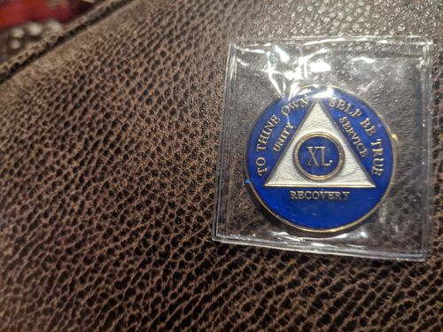 Customer photo review of 1 to 65 Year Recovery Mint AA Medallions - Tri-Plate Chips/Coins - Blue