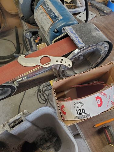 Customer photo review of 2 x 36 Inch EdgeCore Premium Ceramic Grinding Belts, 6 Pack