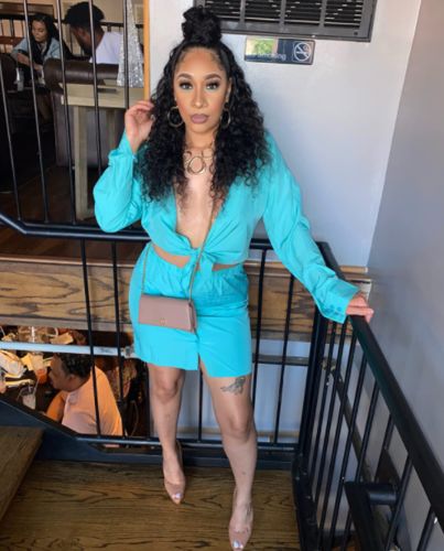 Customer photo review of Solid Color Lapel Classic Knotted Button Down Dress Suit