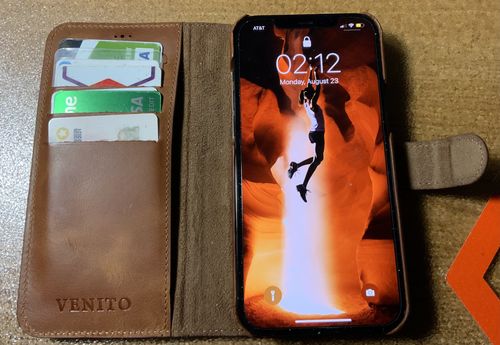 Customer photo review of Florence RFID Blocking Leather Wallet Case for iPhone 12 Pro Max