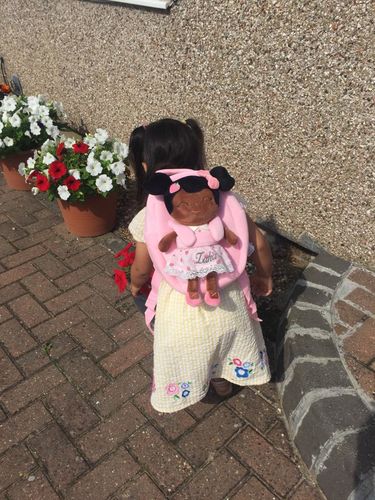 Customer photo review of Personalized Strawberry Doll Backpack