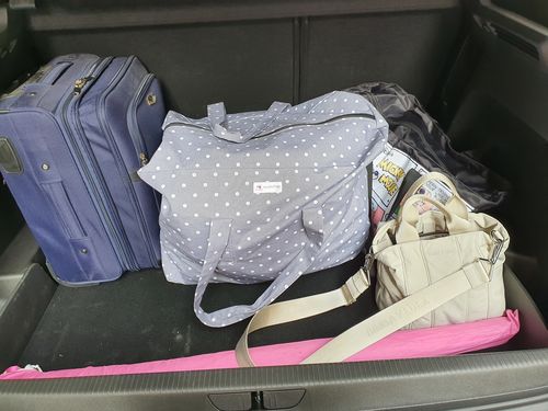 Customer photo review of Pack Bolsa MyBigBag® Topos y Neceser Reversible Rayas/Topos