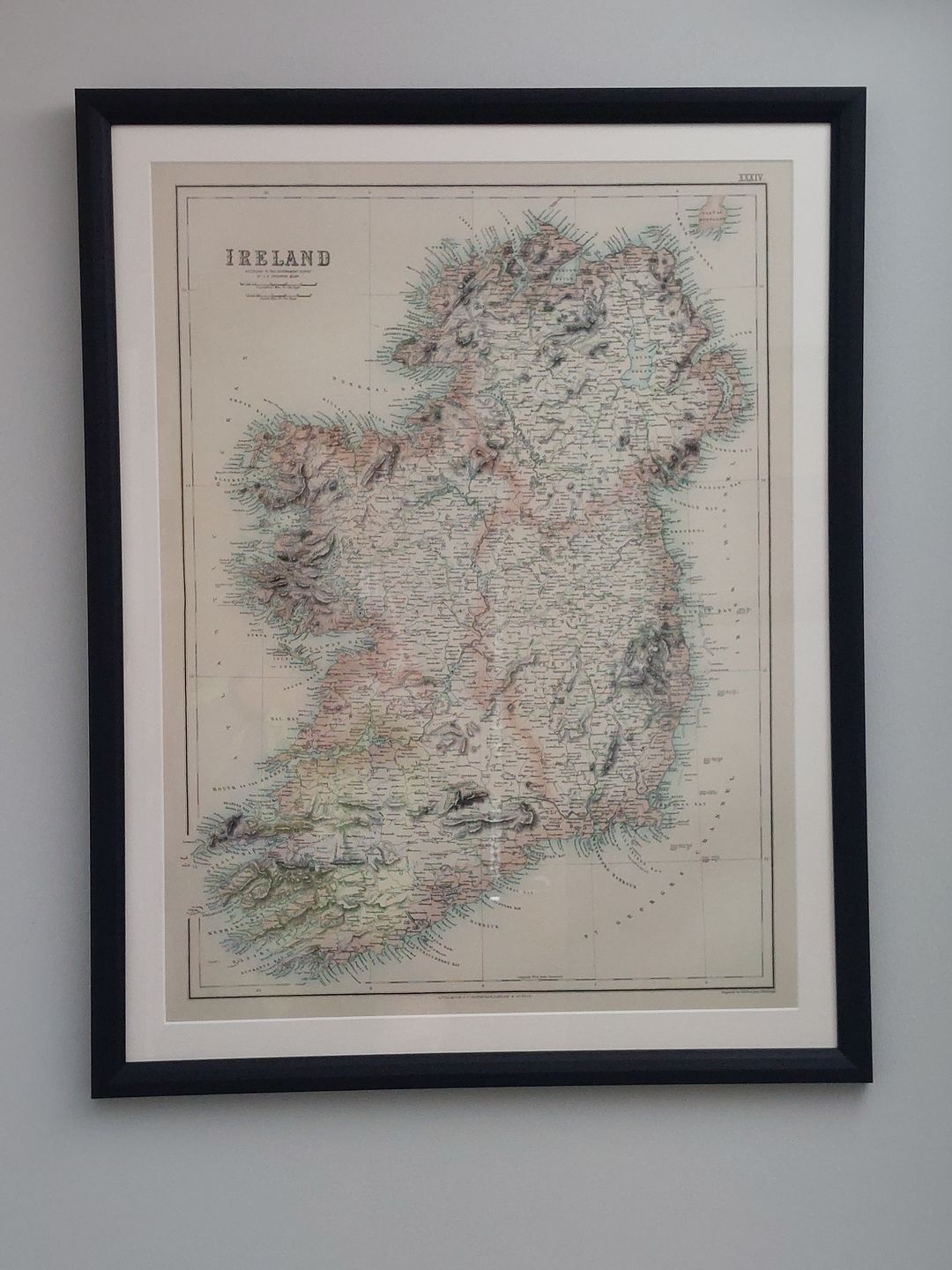 Customer photo review of Old Map of Ireland in 1872 - Rare, Attractive Colour Map by A. Fullarton & Co