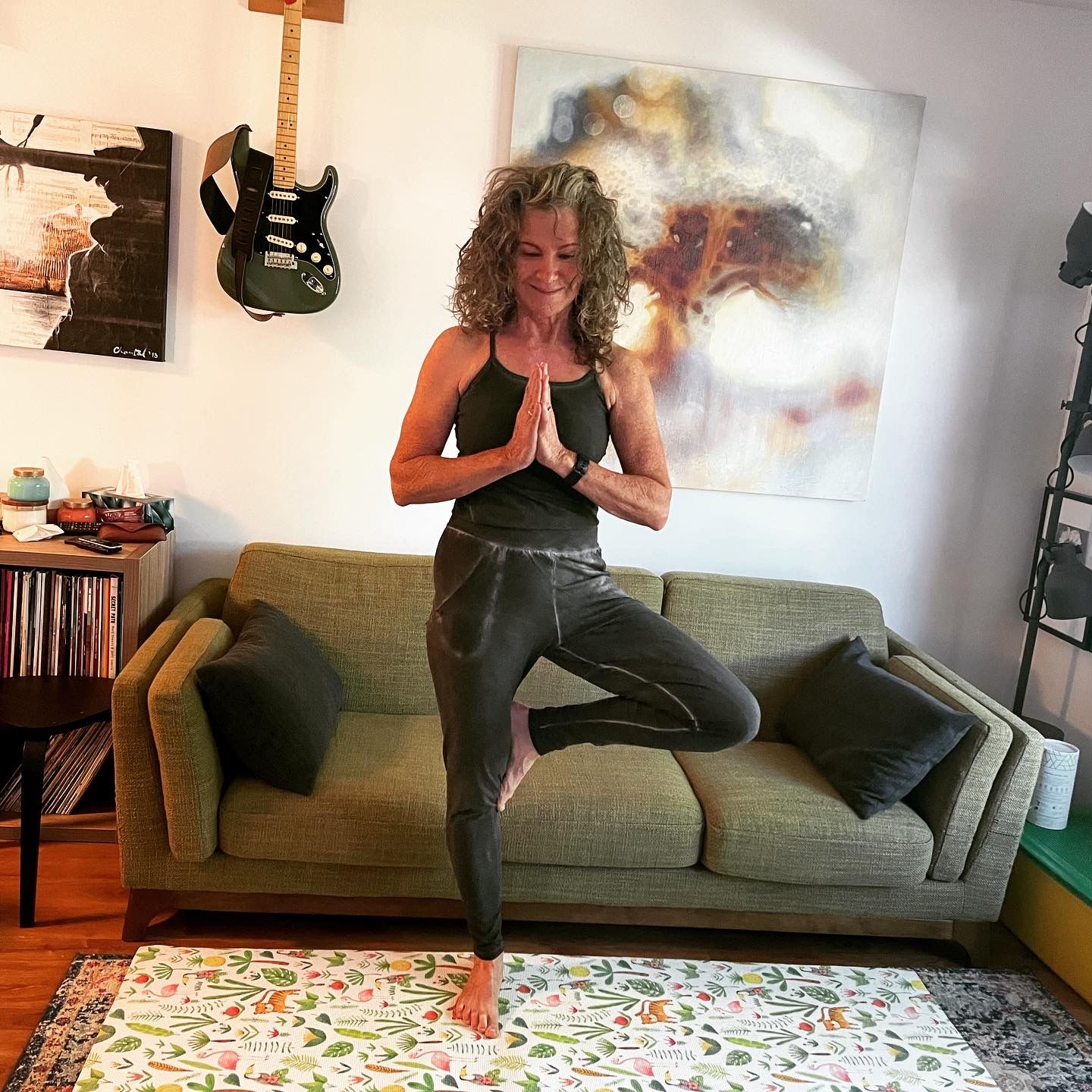Customer photo review of Stonewash Long Yoga Jumpsuit