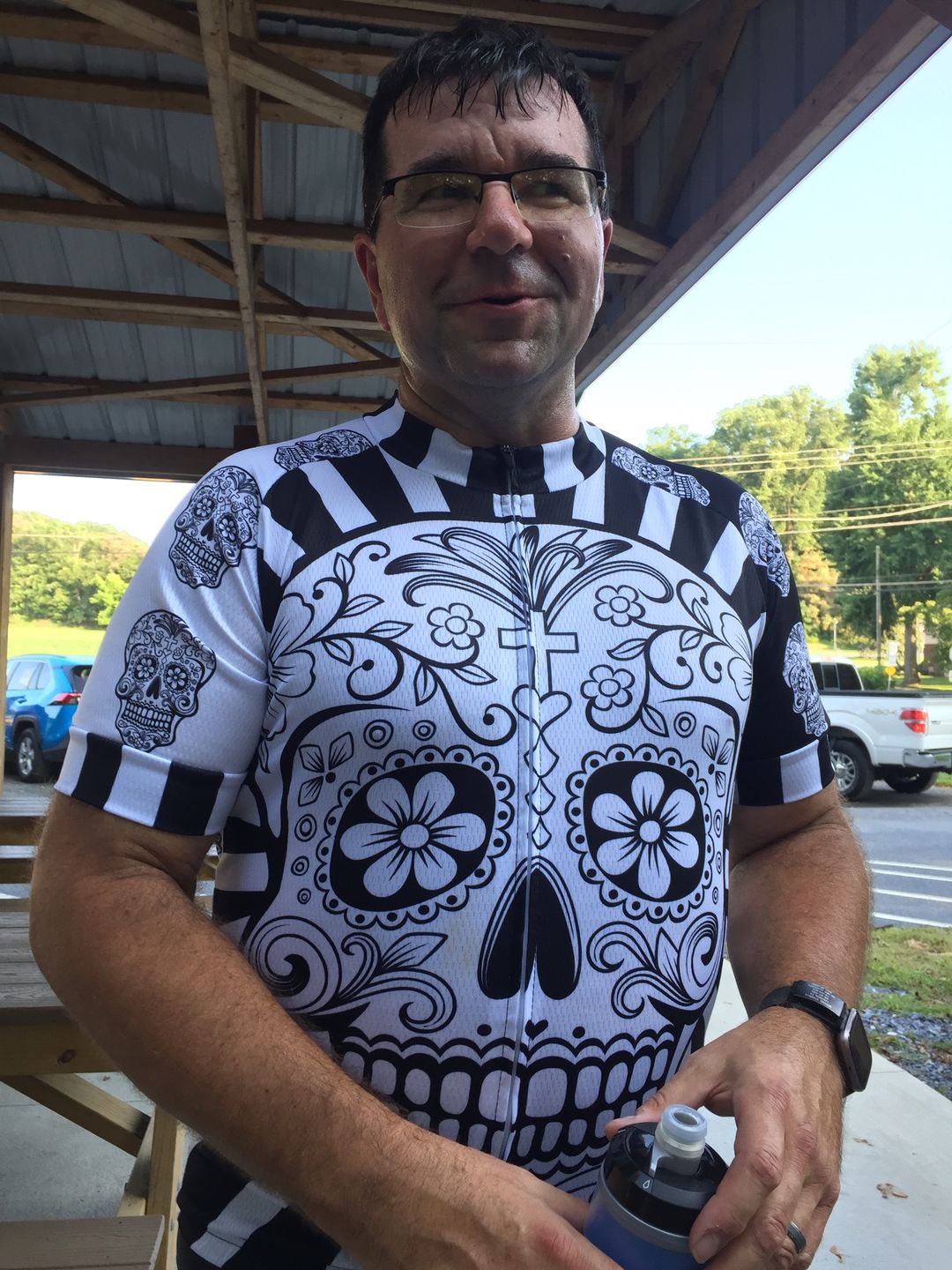 Customer photo review of Day Of The Dead Skull Cycling Jersey
