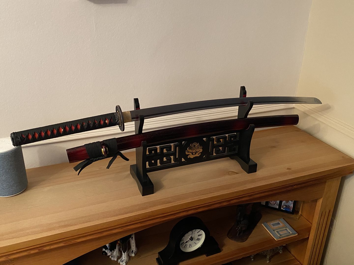 Customer photo review of Japanese Samurai Sword KATANA 1060High Carbon Steel Can Cut Tree