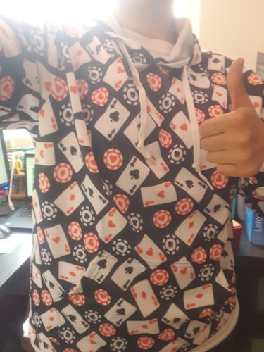 Customer photo review of Casino Chip And Card Pattern Print Pullover Hoodie