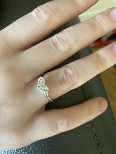 Customer photo review of Children's Sterling Silver Adjustable Sparkle Heart Ring