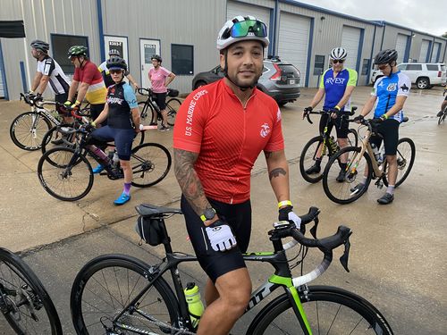 Customer photo review of Men's Marines Red Short Sleeve Cycling Jersey