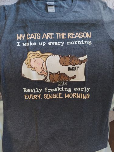 Customer photo review of My Cat Is The Reason - Personalized Custom Women's T-shirt