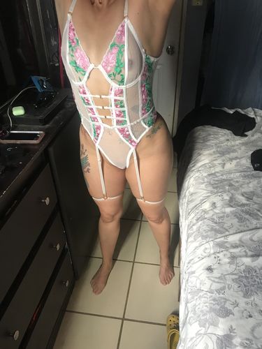 Customer photo review of Sexy See-through Mesh Splicing Floral Embroidery Sleeveless Teddies