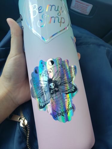 Customer photo review of Death Head Moth, Holographic Sticker