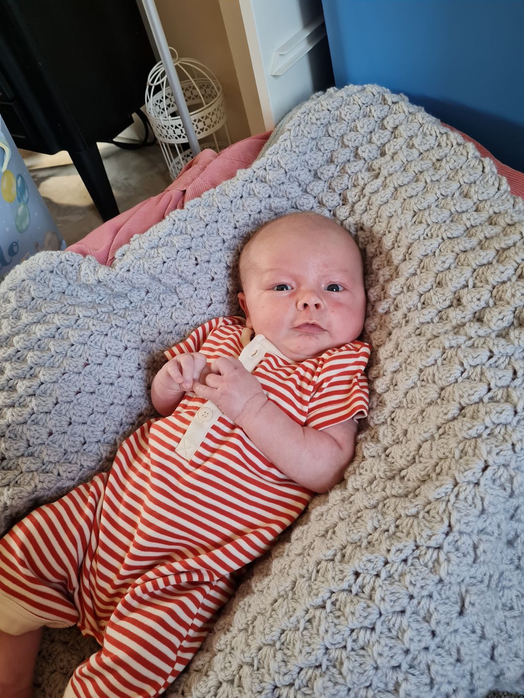 Customer photo review of Nautical Striped Organic Shortie Romper
