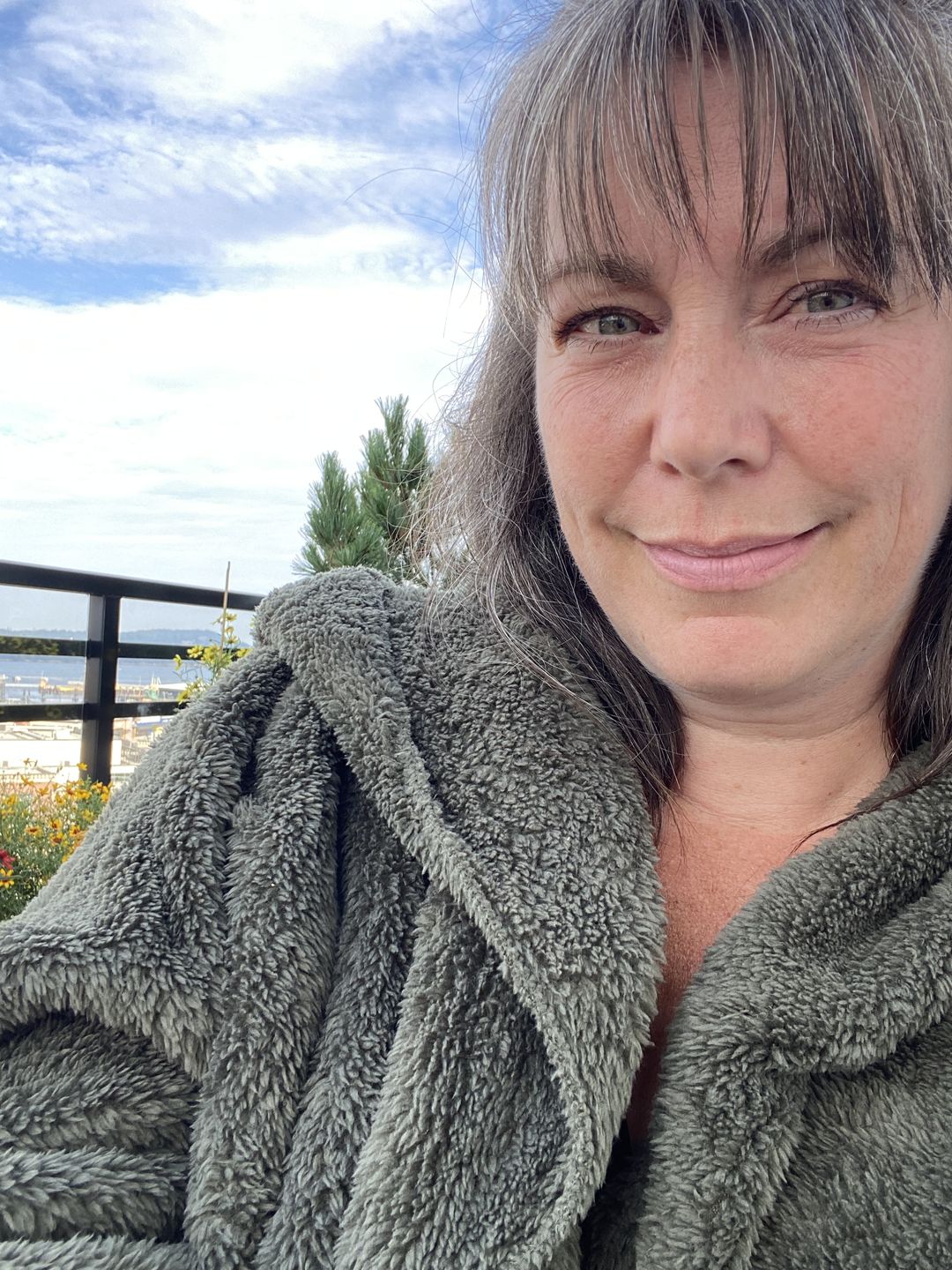 Customer photo review of Teddy Bear Plush Cardigan (Olive)