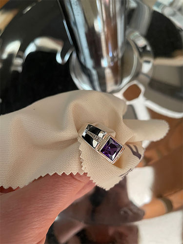 Customer photo review of Men's Ring 925 Sterling Silver with Natural Diamonds and Purple Amethyst