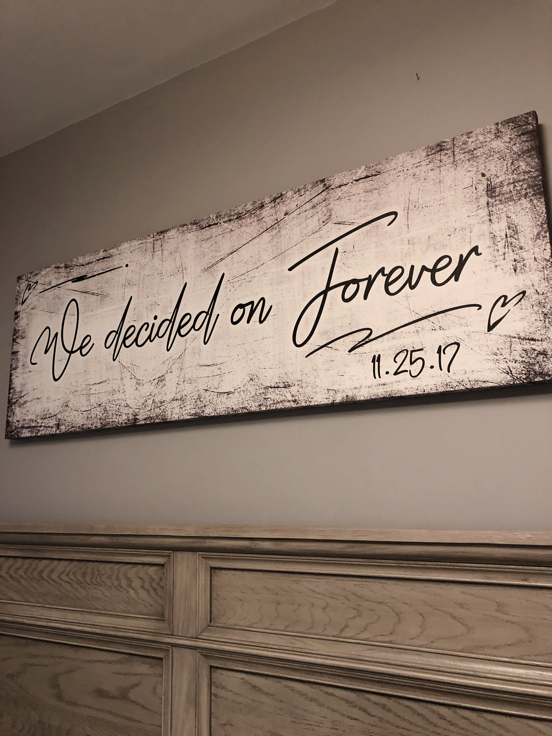 Customer photo review of Personalized "We Decided On Forever" Premium Panoramic Canvas