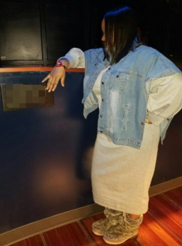 Customer photo review of Blue On-trend Sleeveless Denim Jacket