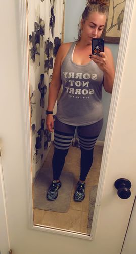 Heather B. review of White Striped Performance Leggings image 1 out of 1