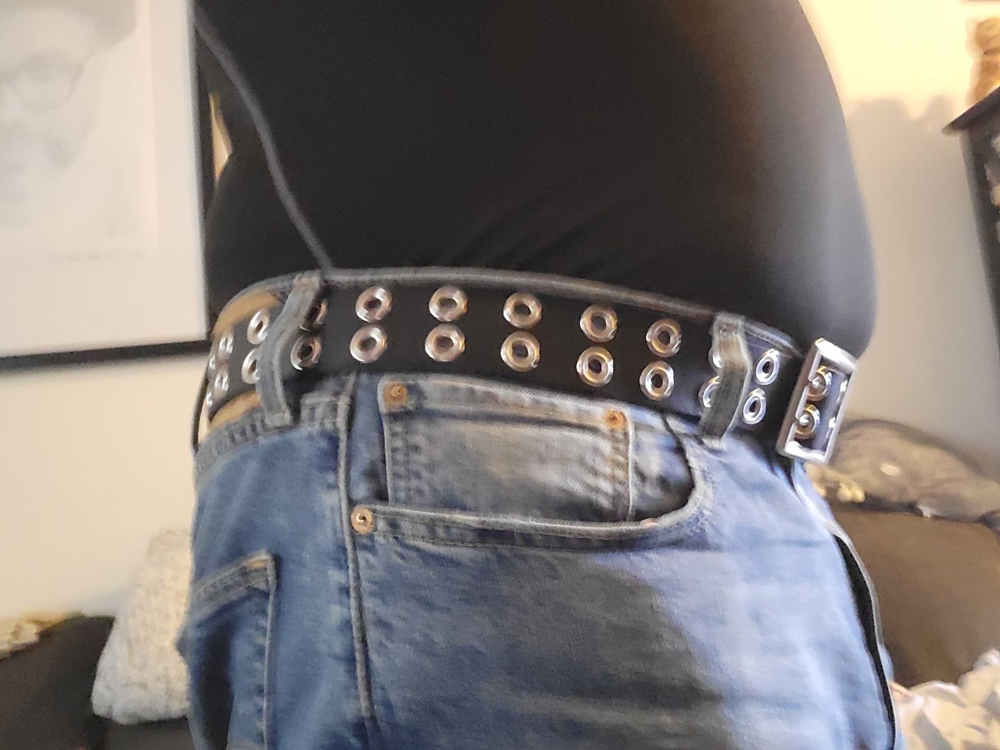 Customer photo review of The Brixton Belt - Black Double Grommet 100 % Full Grain Leather Belt