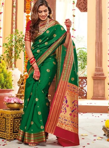 Customer photo review of BRIDAL GREEN WOVEN PAITHANI SILK SAREE