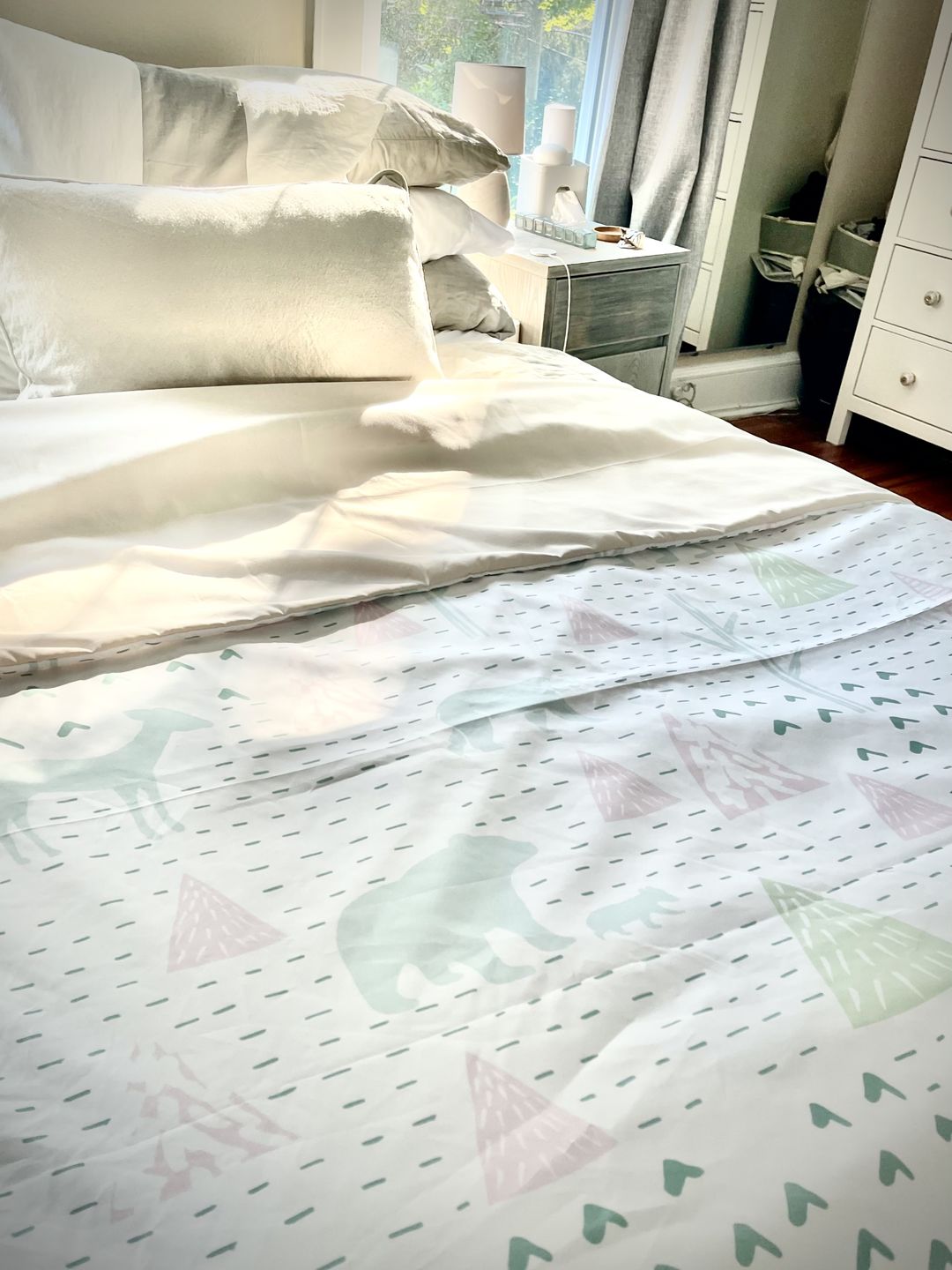 Customer photo review of Woodlands Duvet Cover - Green & Pink