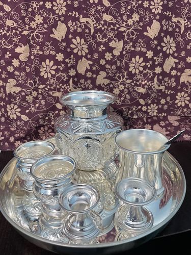 Customer photo review of German silver Pooja Set
