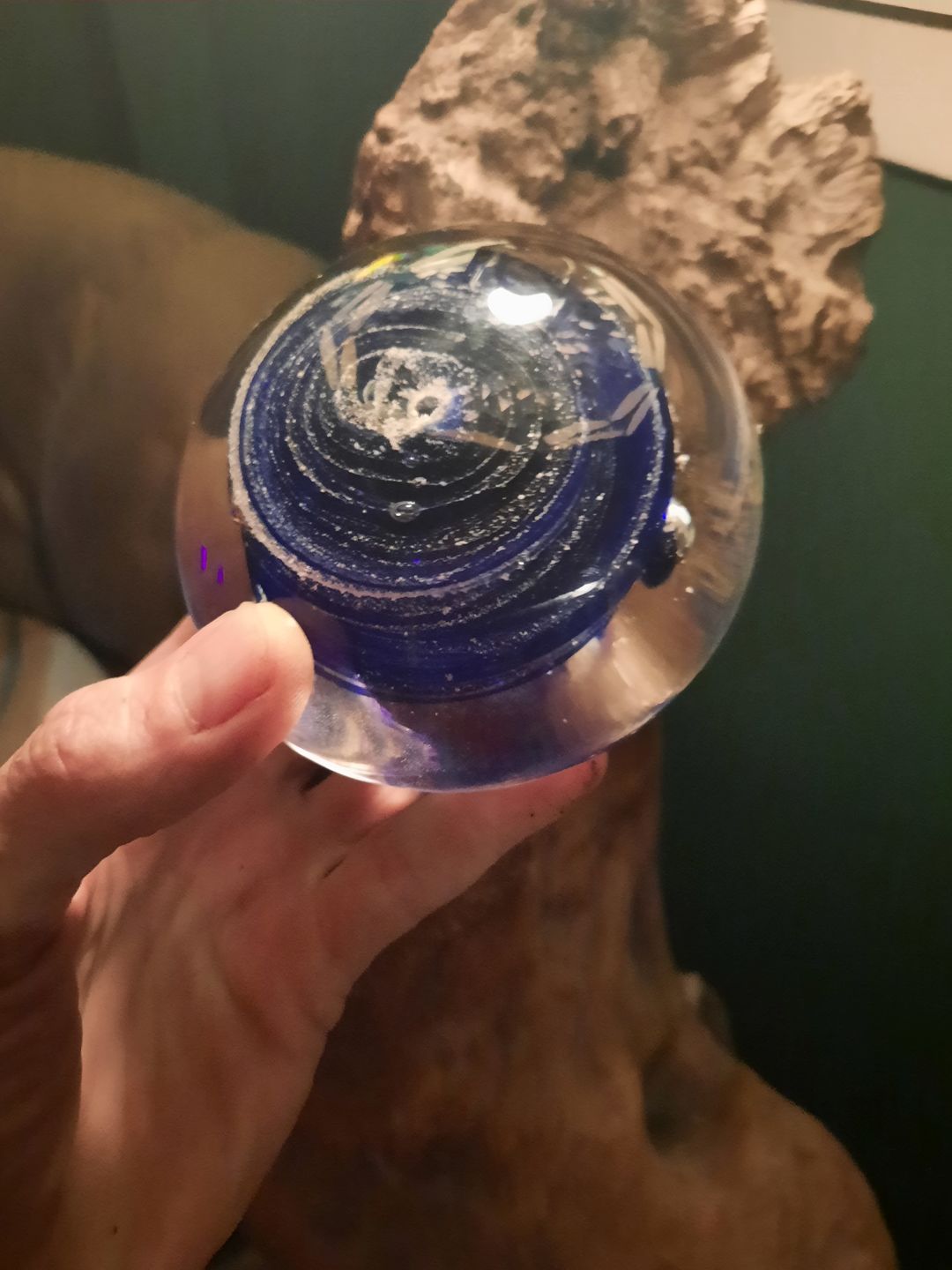 Customer photo review of Swirl Paperweight with Cremation Ash
