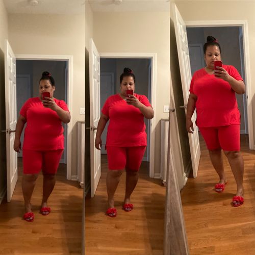 Customer photo review of Anytime Biker Short Set (Red)