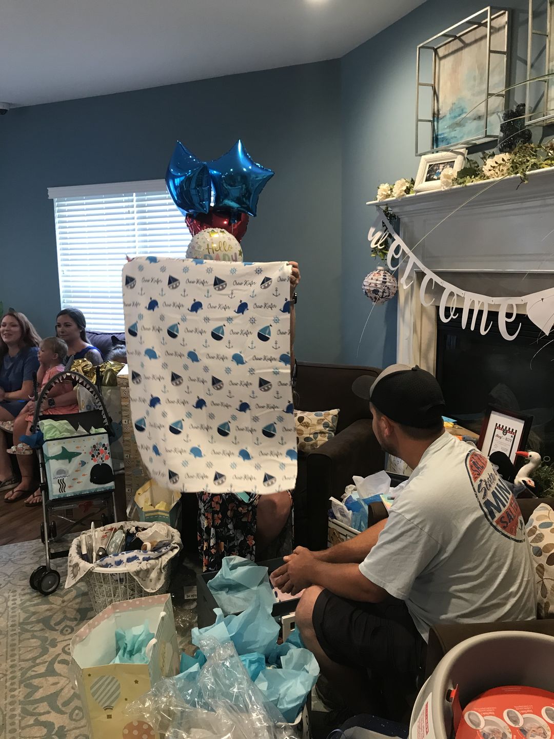 Customer photo review of Nautical Fleece Personalized Baby Boy Blanket