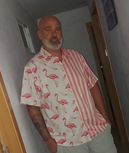Customer photo review of Chemise cousue rayée flamant rose flamant rose d’été