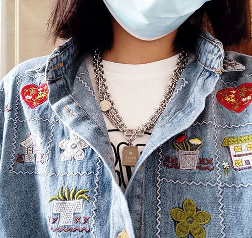 Customer photo review of Cottagecore Embroidery Denim Shirt