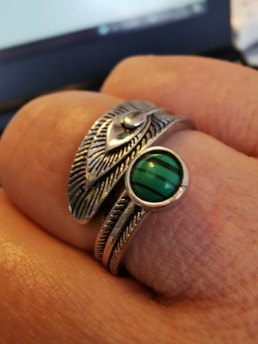 Customer photo review of Zilveren ring met Malachiet steen