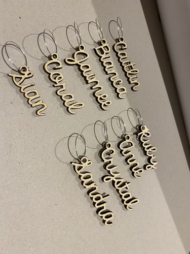 Customer photo review of Personalised Wine Glass Charms