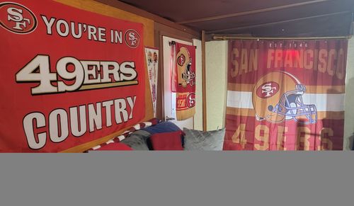 Customer photo review of San Francisco 49ers Football Helmet Shower Curtain