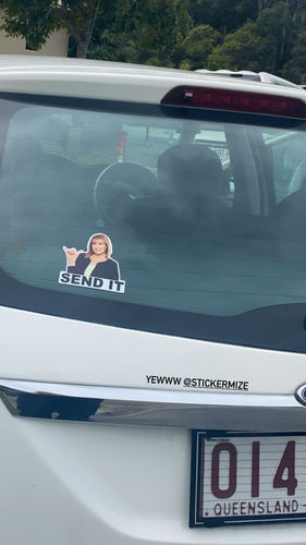 Customer photo review of TRACY GRIMSHAW SEND IT STICKER