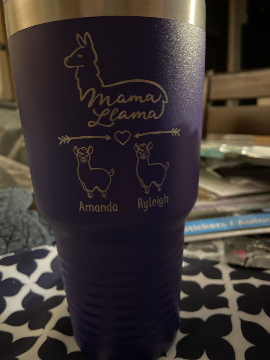Customer photo review of Mama Llama (CUSTOM) With Child's Name Engraved Tumblers