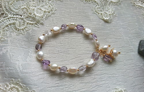 Customer photo review of AMETHYST UND PERLEN LUXURIÖSES ARMBAND