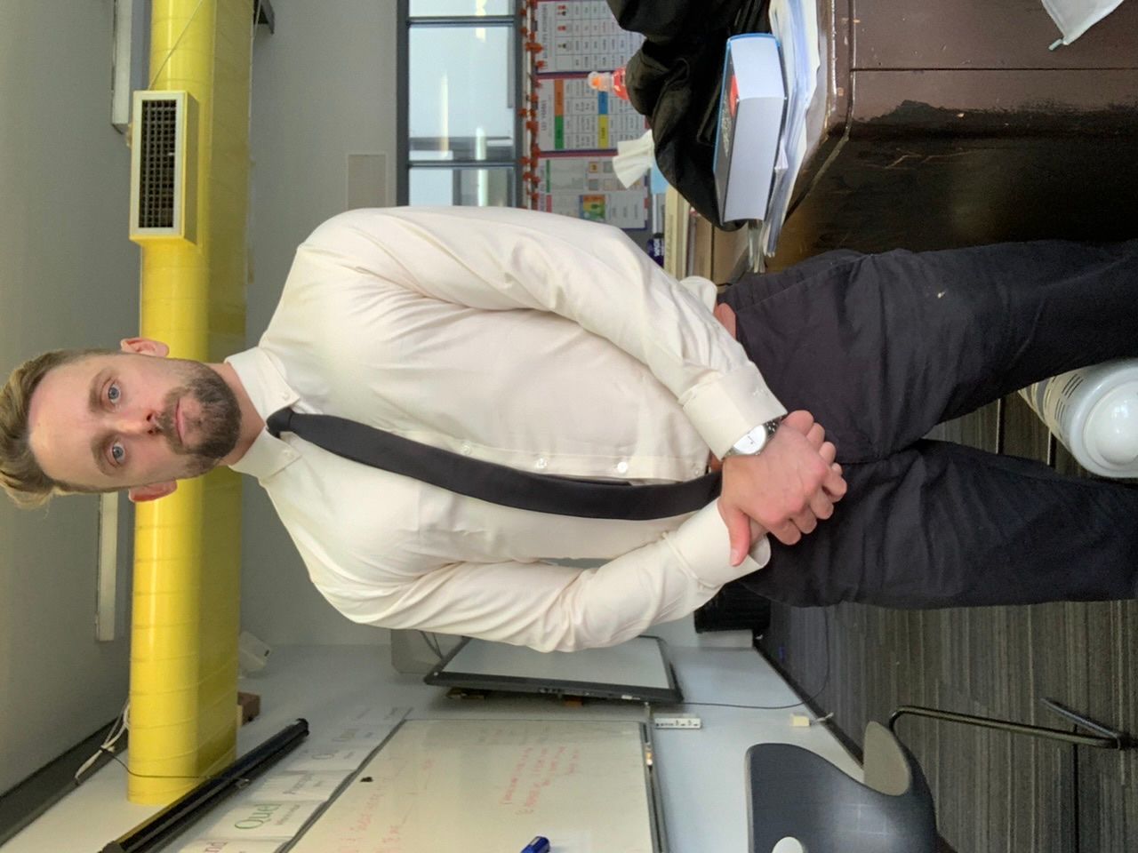 Customer photo review of Return Sale - Bamboo Stretch Oxford Shirt - Cream