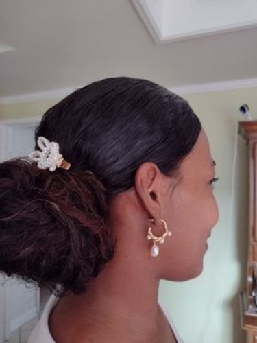 Customer photo review of ASHLEY Pearl Tree Branch Dangle Earrings