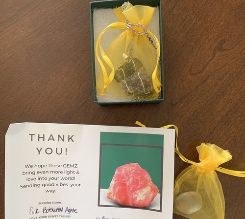 Customer photo review of Raw Amethyst & Black Tourmaline Pendant