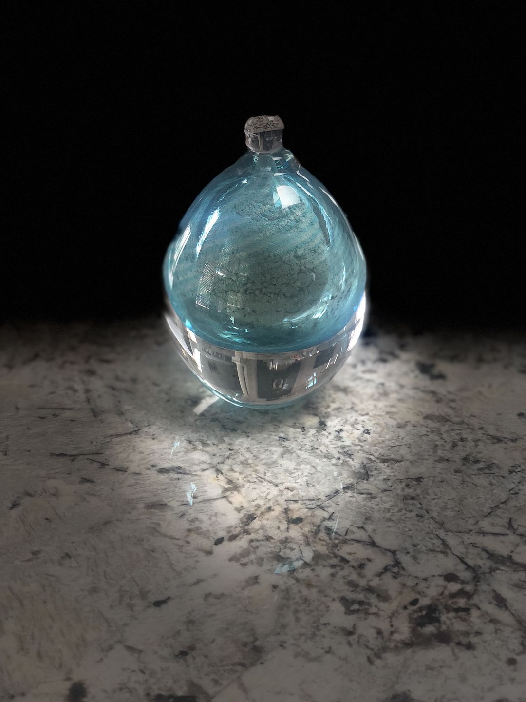 Customer photo review of Glass Keepsake Urn for Cremation Ashes of People or Pets