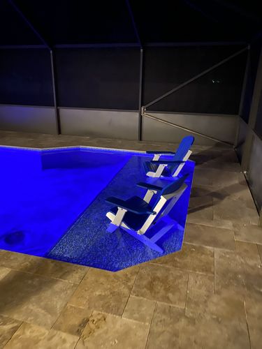 Customer photo review of DuraWeather Poly® King Size Folding Adirondack Chair - (Pool Blue on White)